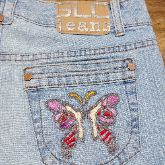 Glo Jeans Junior Denim Shorts w/ Embroidery - Size 3 - Picture 6 of 8